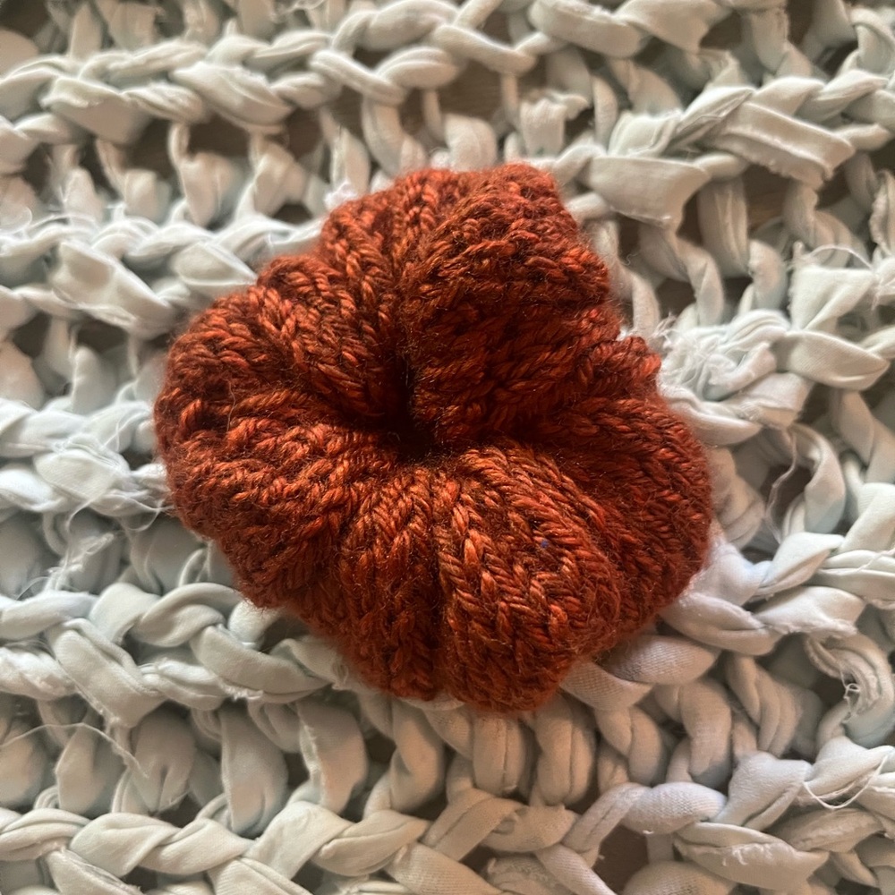 Handmade Orange Knit Scrunchie